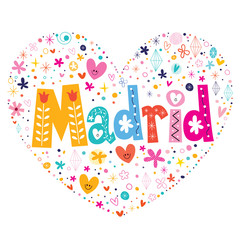 Madrid heart shaped type lettering vector design