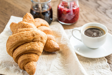 Croissants with cup of coffee