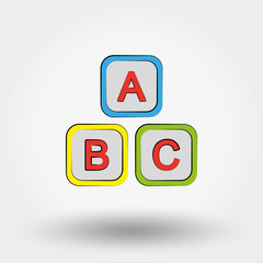 Cubes with letters A,B,C.