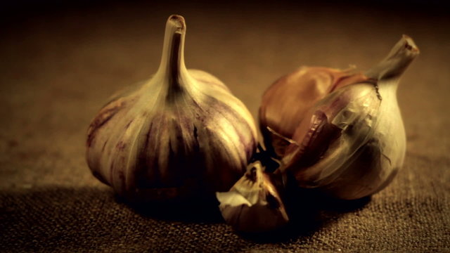 Traditional still life.The garlic.