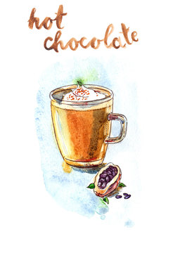 Watercolor hot chocolate