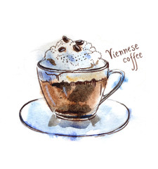 Watercolor Viennese coffee
