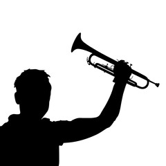 man with trumpet black vector