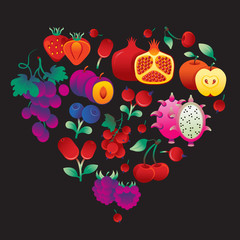 Composition of fruits in a shape of heart.
