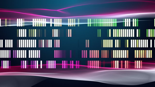 fantastic video animation with wave object and glowing stripe background in motion - loop HD 1080p