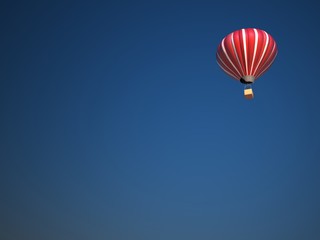 Red hot air balloon over blue sky , 3d illustration