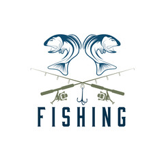 vintage fishing vector design template
