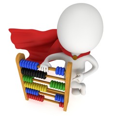 3d superhero with toy abacus