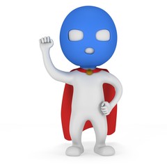 Fototapeta premium 3d man brave superhero with red cloak