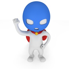 3d man brave superhero with red cloak