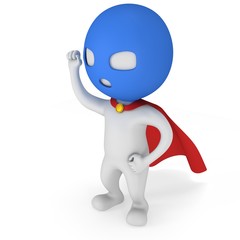 Fototapeta premium 3d man brave superhero with red cloak