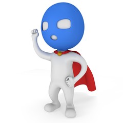 3d man brave superhero with red cloak