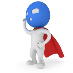 3d man brave superhero with red cloak