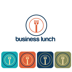 business lunch and icon set flat design