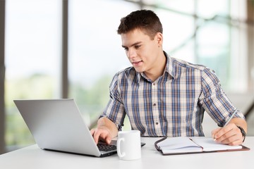 Laptop, student, studying.