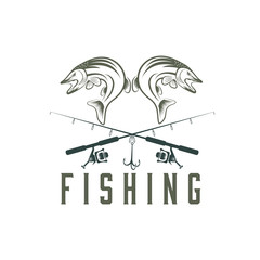 vintage fishing vector design template