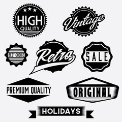 Vector Black and White Retro Stamps and Badges