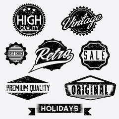 Vector Black and White Grunge Retro Stamps and Badges