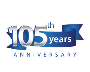 105 Years Anniversary Logo Blue Ribbon
