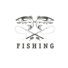 vintage fishing vector design template