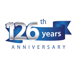 126 Years Anniversary Logo Blue Ribbon