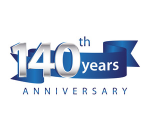 140 Years Anniversary Logo Blue Ribbon
