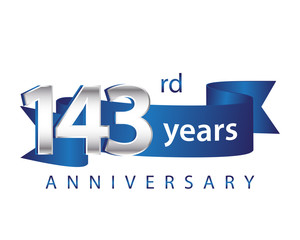 143 Years Anniversary Logo Blue Ribbon