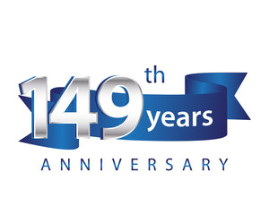 149 Years Anniversary Logo Blue Ribbon