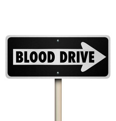 Blood Drive Road Traffic Sign Directing Way to Donor Site