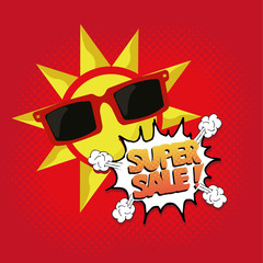 Summer Sale Illustratiion over color background