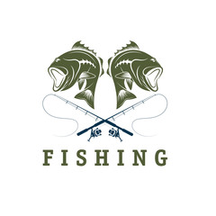 vintage fishing vector design template