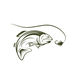 trout and lure vector design template