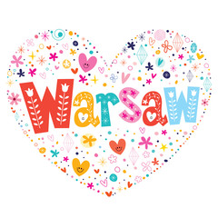 Warsaw heart shaped type lettering vector design