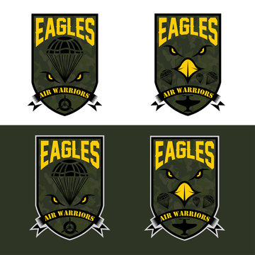 eagles air warrriors army shields set vector design template