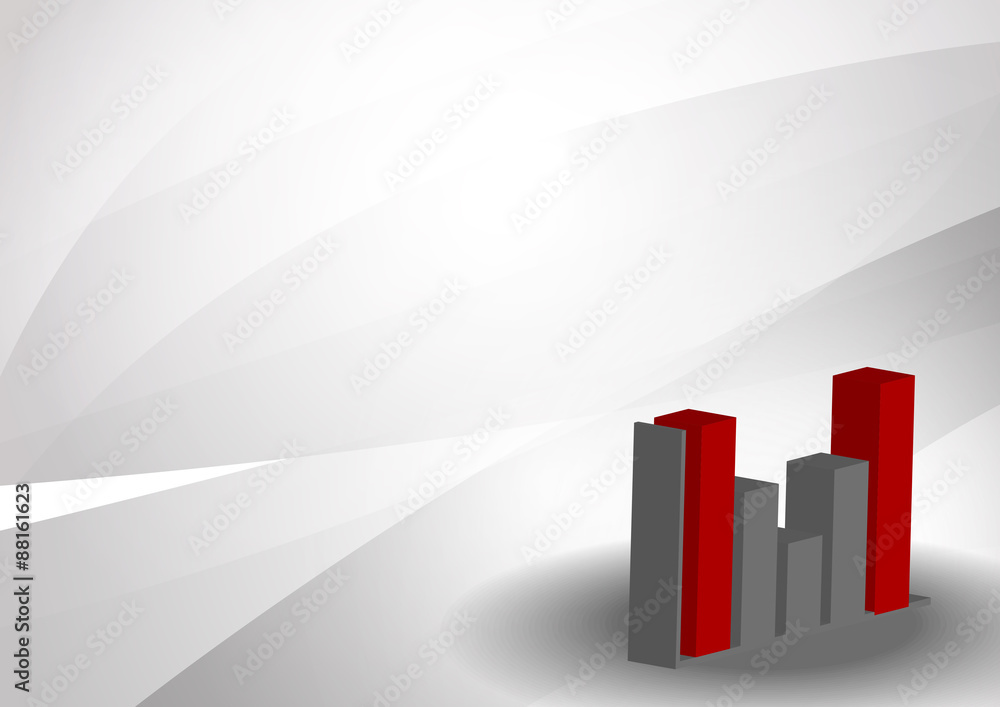 Poster vector : bar chart on abstract gray background