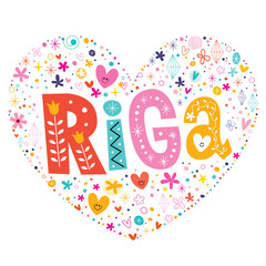 Riga heart shaped type lettering vector design