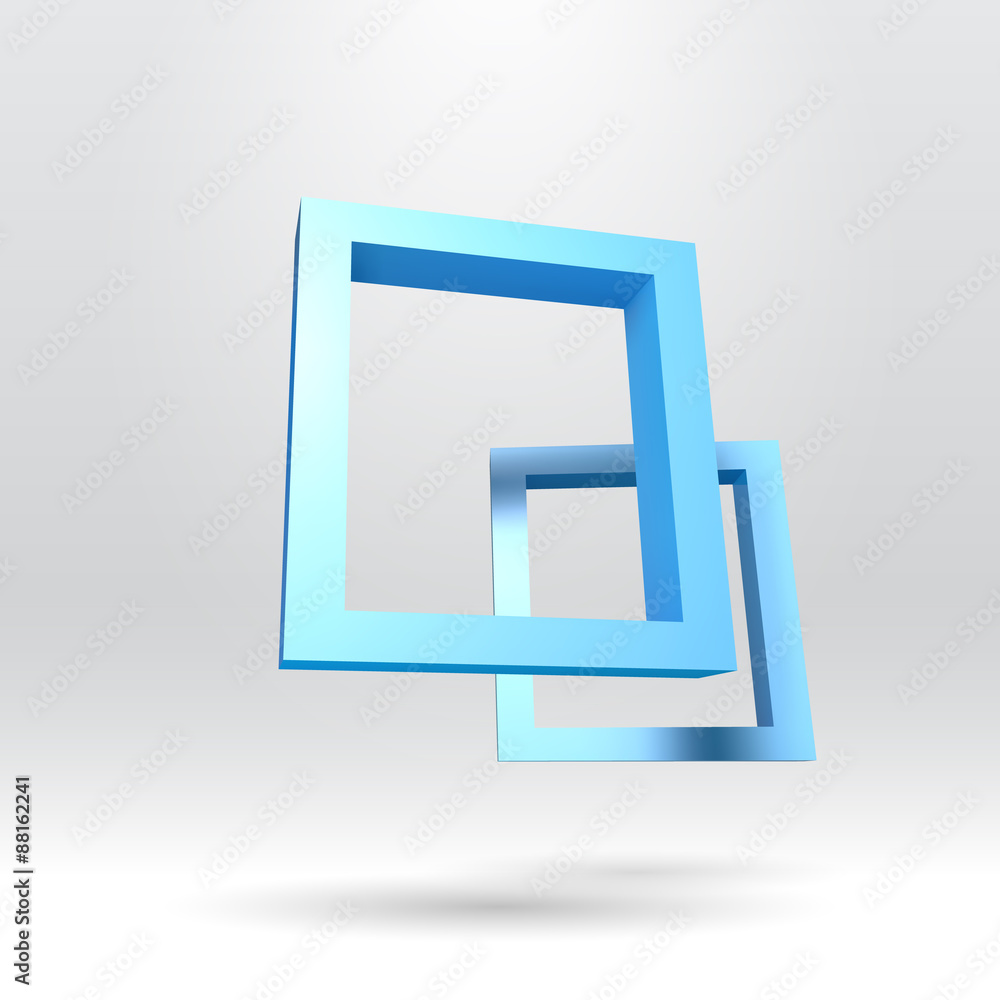 Poster two blue rectangular 3d frames