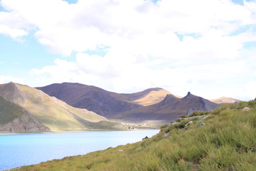 Lake with mountain in Tibet