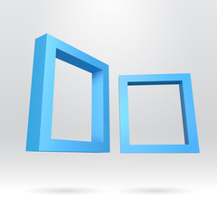 Two blue rectangular 3D frames