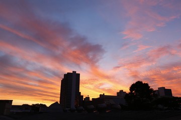 Fire sky sunset in sao caetano city
