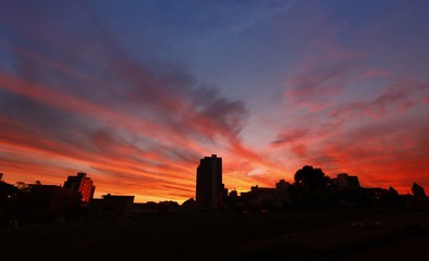 Fire sky sunset in sao caetano city