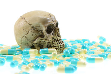 skull with pills