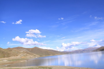 Mountain with blue sky in Tibet