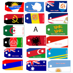 illustration vector price tag with word Made in country name sta