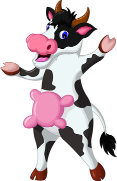 cartoon cow waving