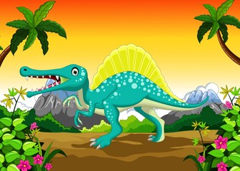 dinosaur cartoon in the jungle for you design