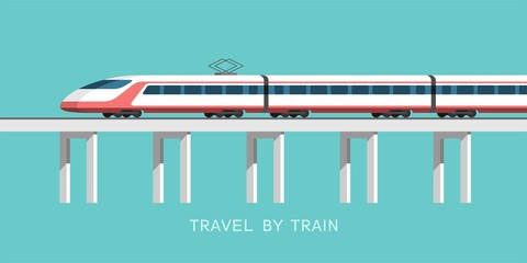 Travel by train. Vector illustration for your design and Infographic template.