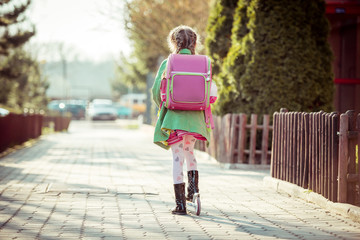 girl goes to school