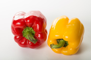Red and Yellow paprika isolated
