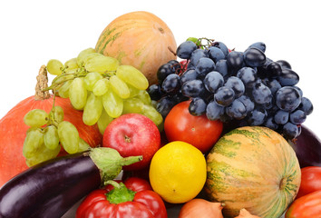 fruits and vegetables isolated on white background